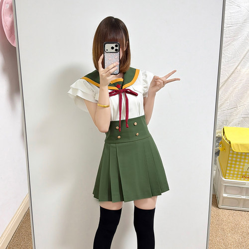 空之境【直树美纪】学园孤岛cos绿色校服惠飞须泽胡桃若狭悠里