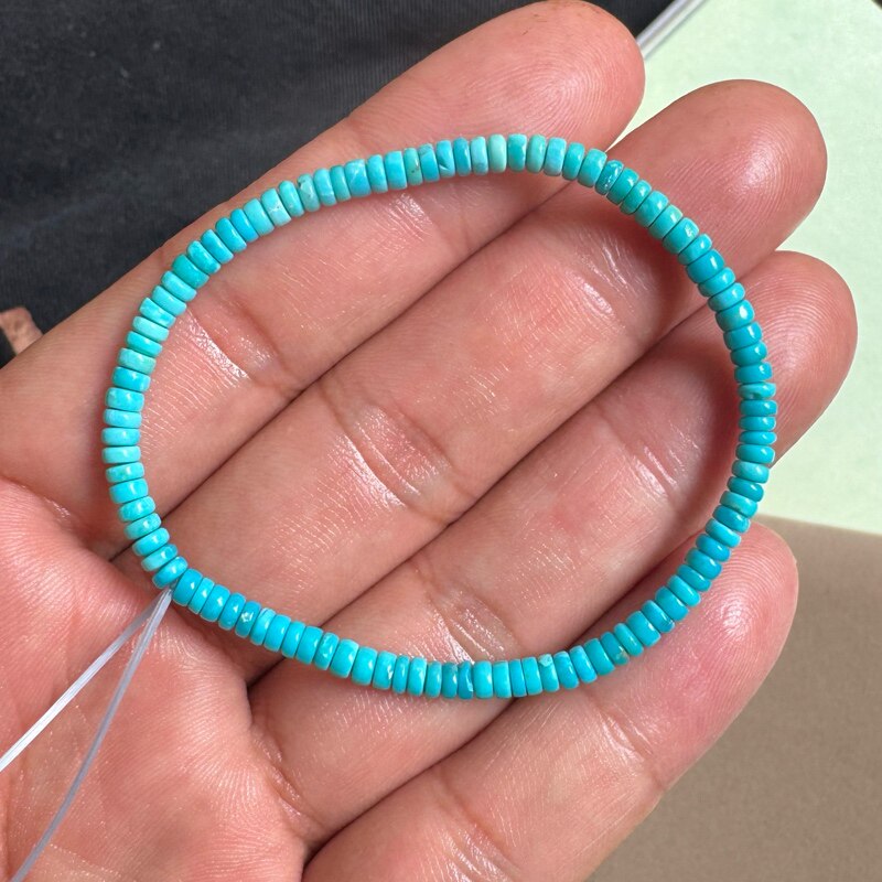 湖北绿松石高瓷蓝药片珠手串支持复检