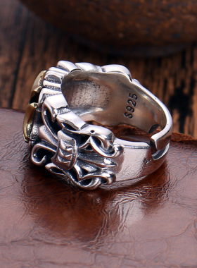 甄媛银饰十字架男士戒指