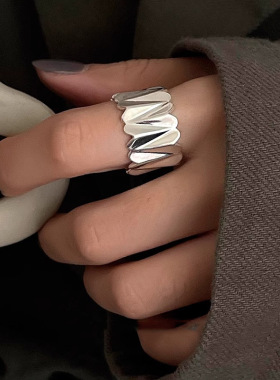 甄媛银饰女纯银简约戒指