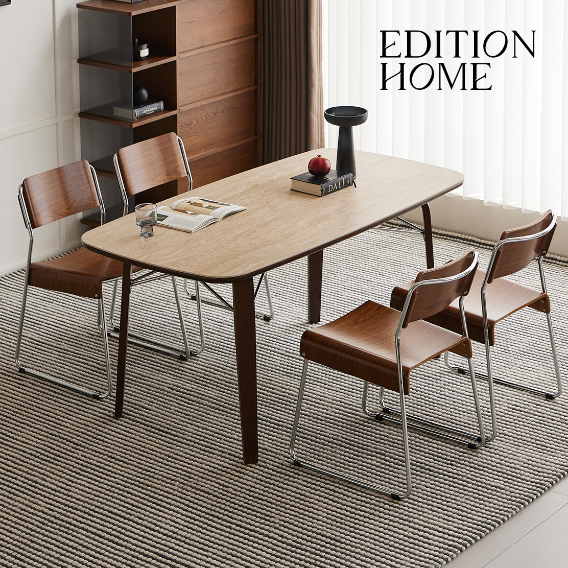 布鲁克岩板餐桌中古复古风家用小户型餐厅长方形饭桌餐桌椅组合,住宅家具,岩板餐桌,淘宝优惠券,粉丝福利购,淘宝优惠卷