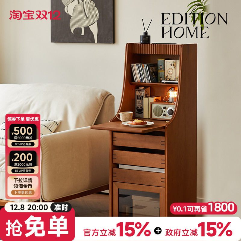 复古风可移动边柜客厅2025新款沙发边柜多功能储物柜收纳柜置物柜