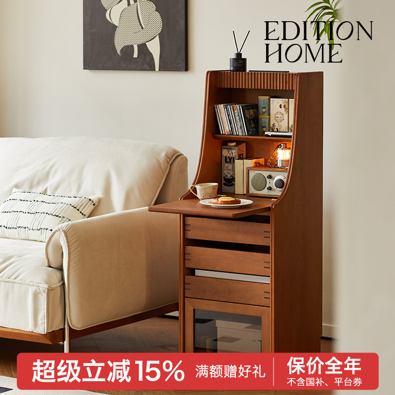 复古风可移动边柜客厅2025新款沙发边柜多功能储物柜收纳柜置物柜