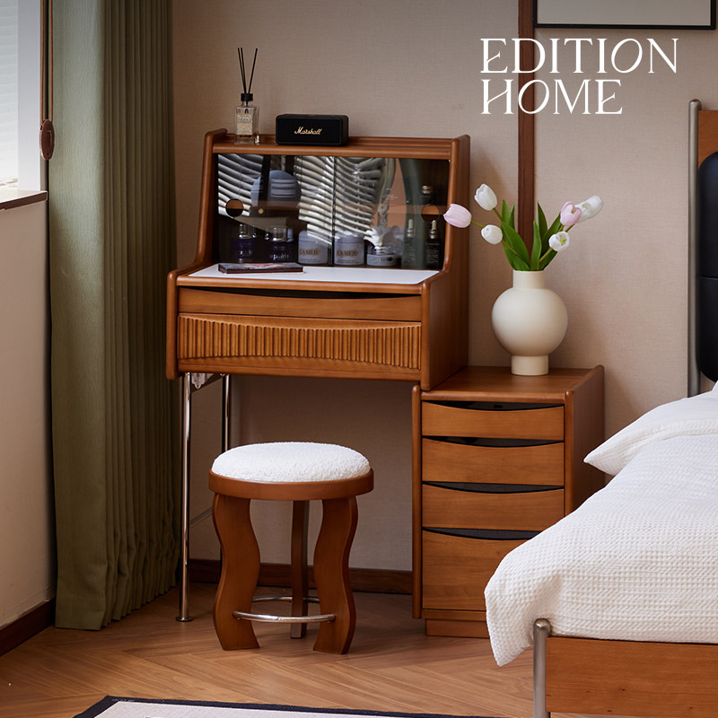 复古可伸缩梳妆台小户型化妆桌北欧卧室床头收纳梳妆台斗柜一体,住宅家具,梳妆台/桌,淘宝优惠券,粉丝福利购,淘宝优惠卷
