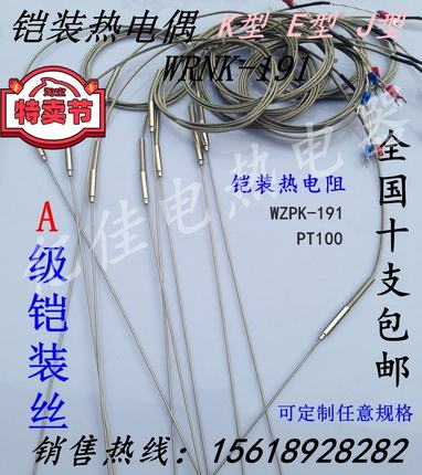 K型铠装热电偶WRNK-191/E型J型热电偶/探针式热电偶/温度传感器
