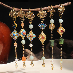 旗袍盘扣压襟挂钩的吊坠金锁如意吊坠玉石等龙虾扣半成品配件