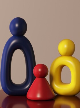 抽象艺术一家三口摆件客厅酒柜电视柜装饰品轻奢高档家居软装好物