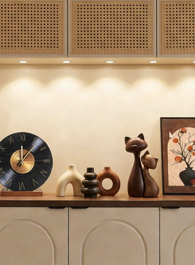 入户玄关中古风复古摆件套组客厅电视柜小众高级感vintage装饰品