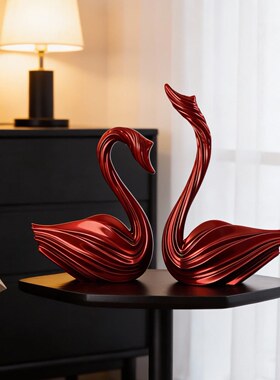 红色天鹅摆件一对高档实用结婚礼物送新人新娘闺蜜新婚房卧室布置