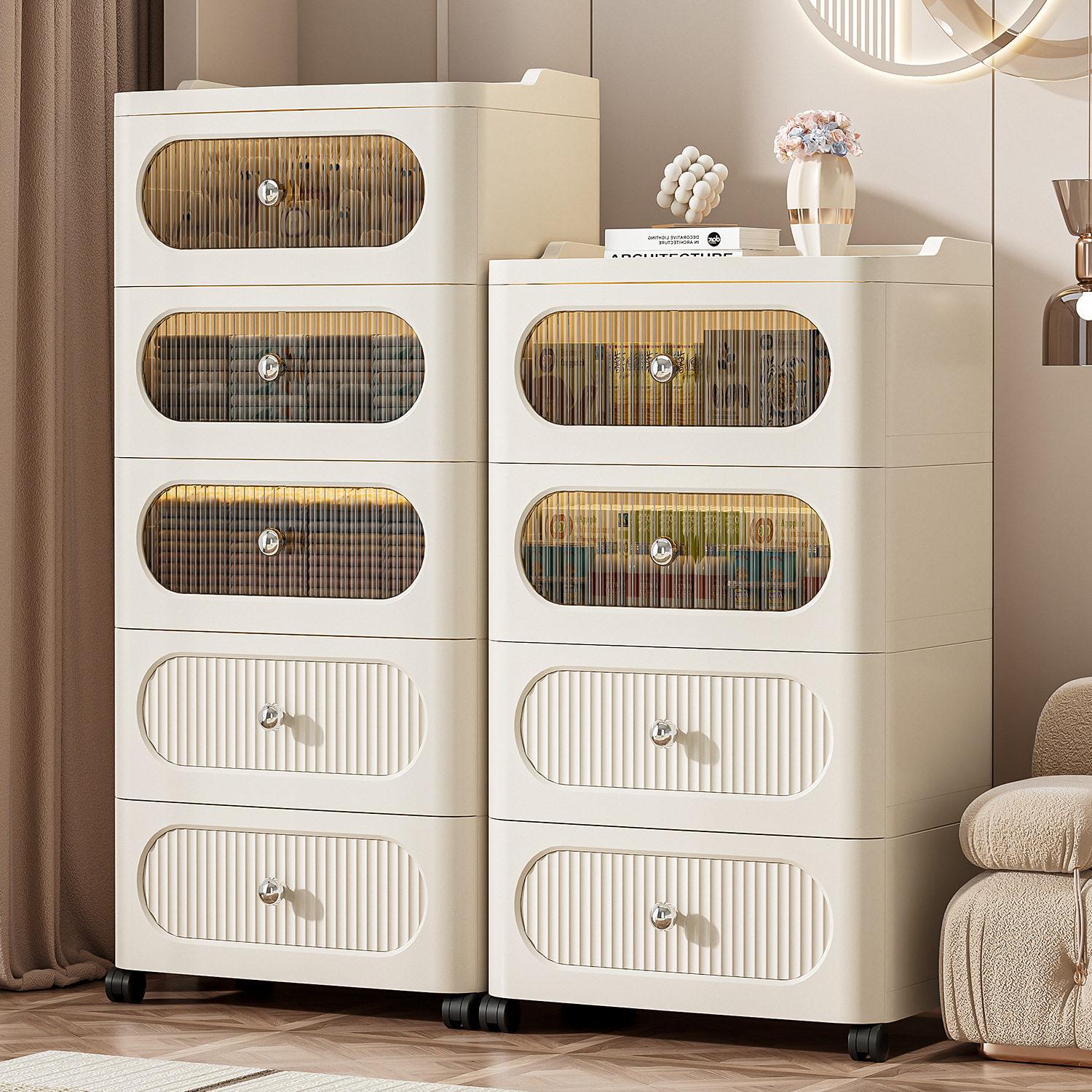 日本新款加厚PP塑料多层落地式收纳柜抽屉式大容量杂物玩具储物柜