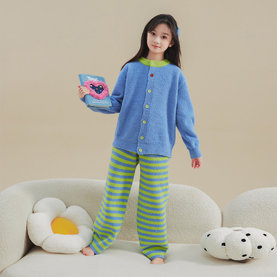 女中大童绒时尚冬睡衣家居服亲子