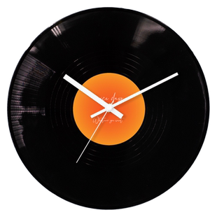 Hicat落日黑胶唱片钟摆件复古台座钟DIY挂钟咖啡厅酒吧客厅墙时钟
