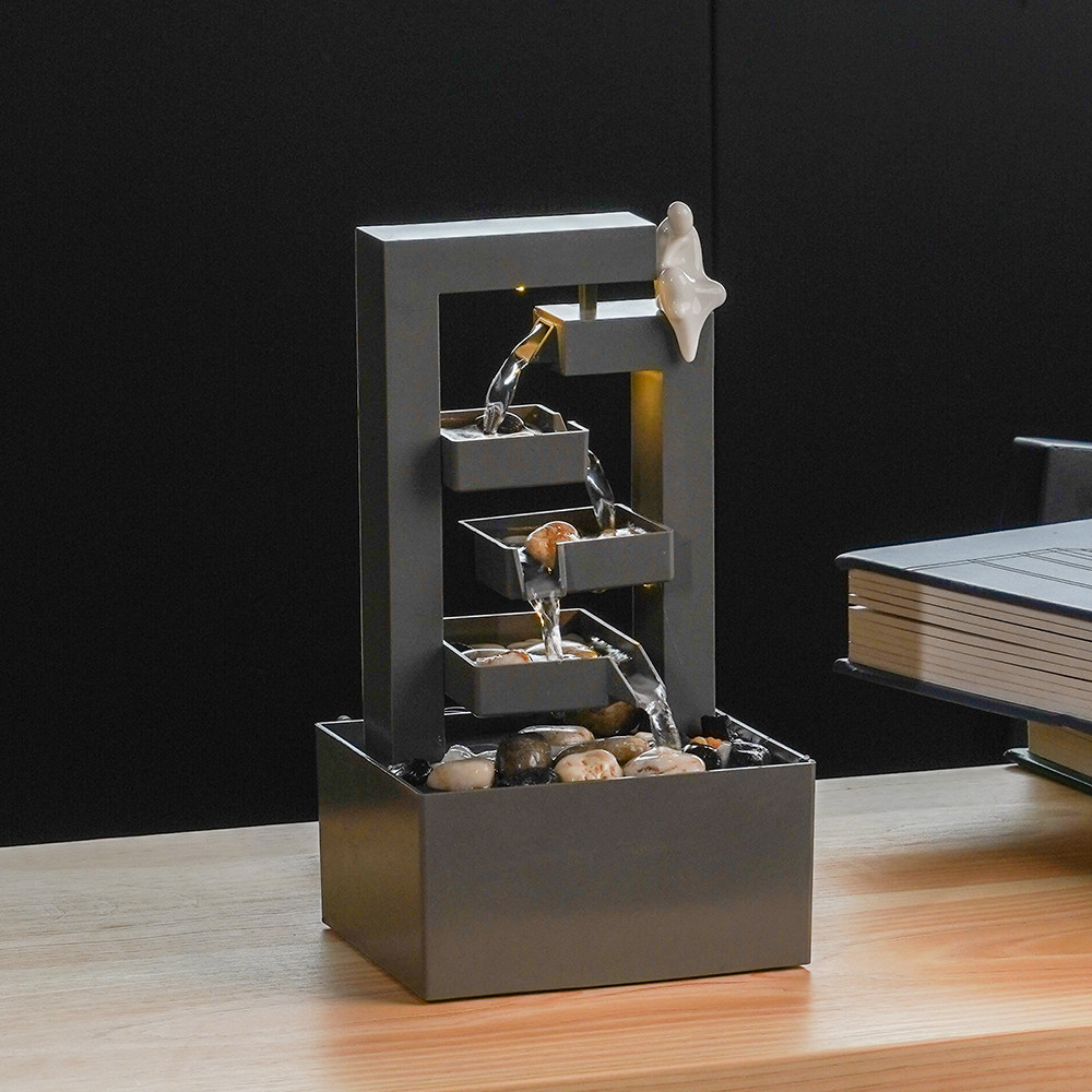 办公桌加湿解压摆件 玄关现代简约流水招财 开业乔迁创意生日礼物