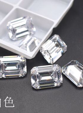12X16mm高品质白色透底长八角钻切锆石裸石饰品鞋包镶嵌补钻配件