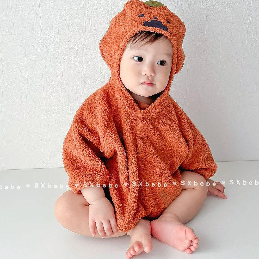 婴儿万圣节毛绒长袖披肩外套宝宝节日防风斗篷外穿百搭保暖外衣秋