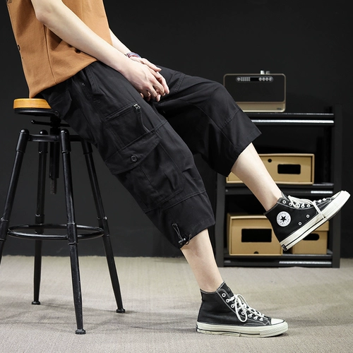 Летние камуфляжные трендовые хлопковые штаны, спортивные шорты, свободный прямой крой