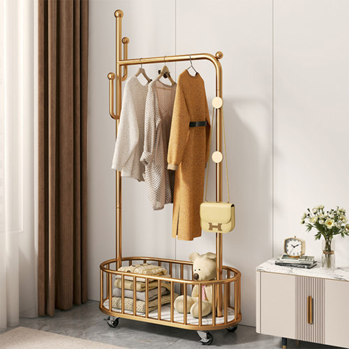 衣架落地卧室挂衣架可移动带轮家用客厅网红轻奢晾衣架简易衣帽架