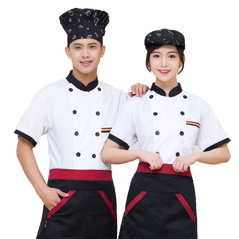 酒店长袖厨师服饭店厨房白色工作服烘焙糕点师后厨短袖男女秋冬装