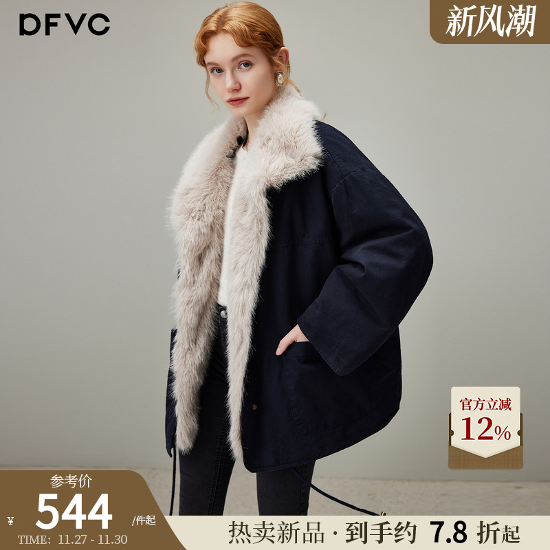dfvc仿皮草毛领短款派克服