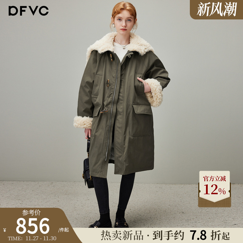 dfvc中长款白鸭绒羽绒服派克服