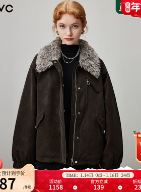 dfvc复古短款皮衣羽绒服女2025年冬季新款毛领加厚保暖白鸭绒外套