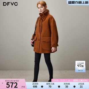 dfvc韩版绵羊毛呢外套女2025冬季新款宽松小个子短款呢子大衣保暖