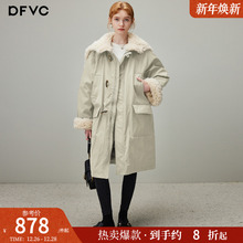 dfvc中长款白鸭绒羽绒服女2025冬季新款大毛领工装派克服保暖外套