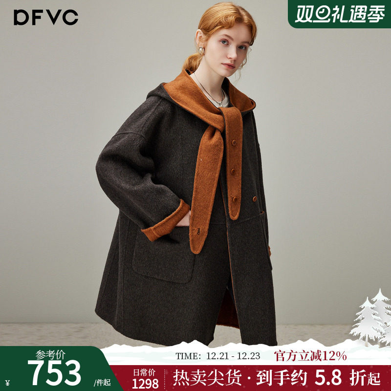 dfvc韩版双面呢子羊绒大衣