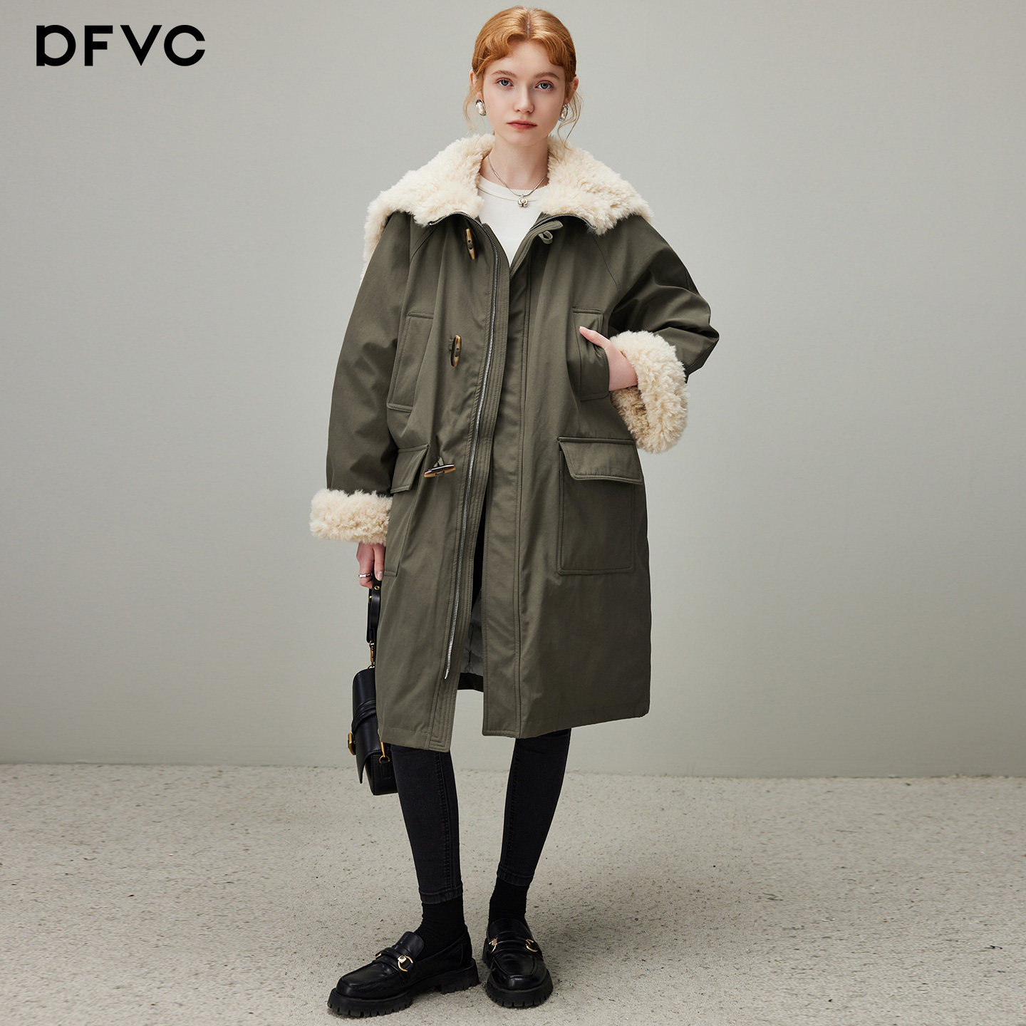 dfvc中长款白鸭绒羽绒服女2025冬季新款大毛领工装派克服保暖外套