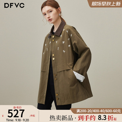 dfvc美拉德韩版中长风衣外套