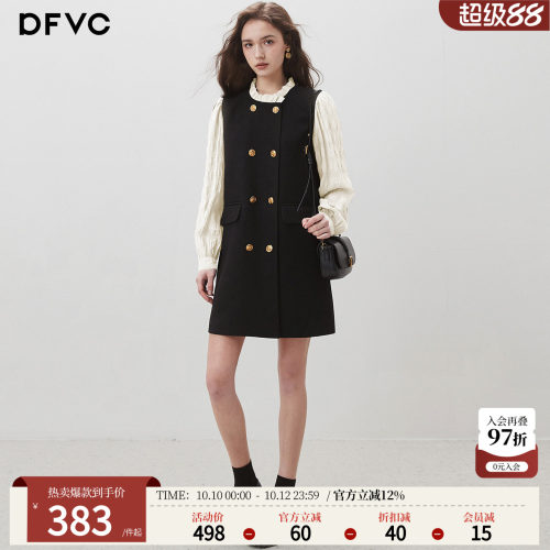 dfvc赫本风黑色连衣裙