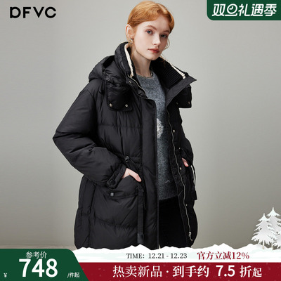 dfvc中长款连帽羽绒服小个子