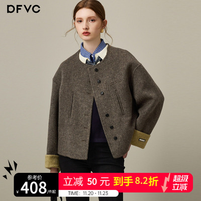 dfvc气质绵羊毛短款毛呢外套