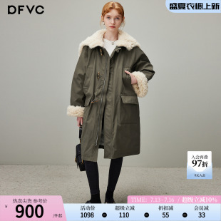 dfvc中长款白鸭绒羽绒服女2025冬季新款大毛领工装派克服保暖外套