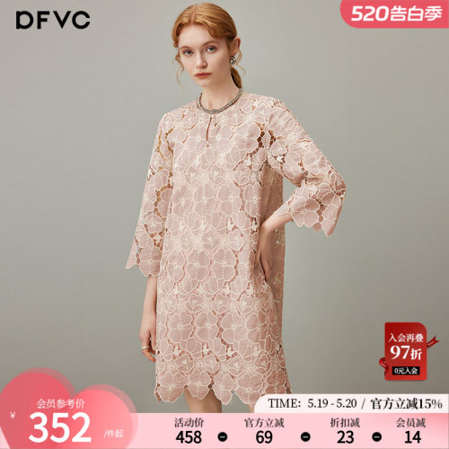 dfvc法式温柔蕾丝镂空花朵连衣裙