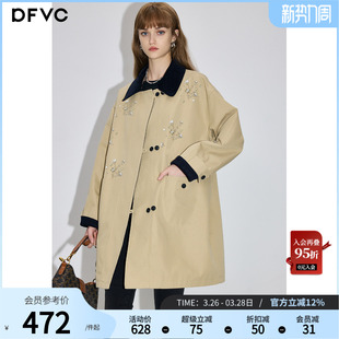 新款 风衣外套女2026春季 宽松显瘦小个子大衣 中长款 dfvc卡其色韩版