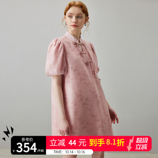 夏季 连衣裙女2025新款 提花盘扣宽松天丝裙子 国风泡泡袖 dfvc新中式