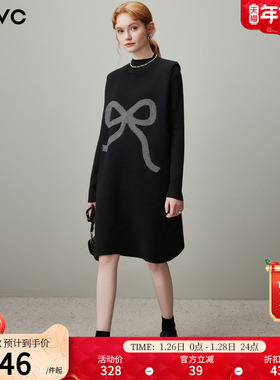 dfvc黑色针织背心裙高领打底衫女2025年冬季新款毛衣连衣裙两件套