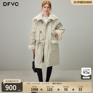 dfvc中长款白鸭绒羽绒服女2026冬季新款大毛领工装派克服保暖外套