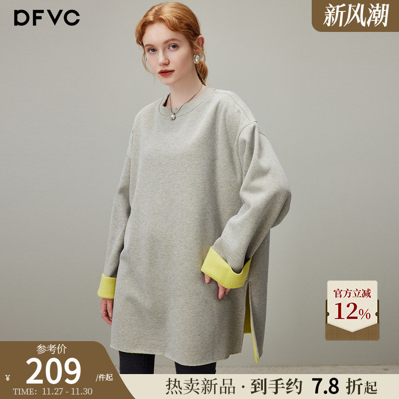 dfvc休闲圆领套头卫衣中长款