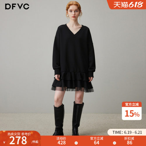 dfvc时尚休闲V领卫衣裙