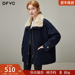 仿羊羔毛翻领宽松保暖外套 新款 dfvc复古休闲短款 外套女2025年冬季