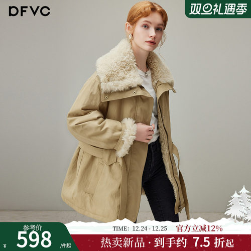 dfvc休闲工装羊羔毛派克服中长款