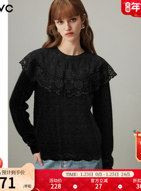 dfvc黑色洋气蕾丝衬衫女2025年冬季新款荷叶边长袖衬衣显瘦打底衫