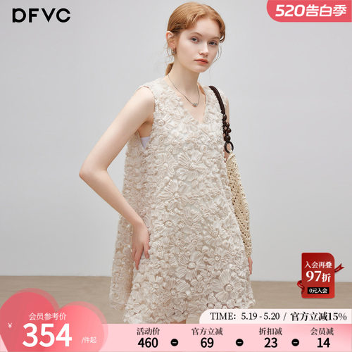 dfvc法式千金风花朵无袖连衣裙