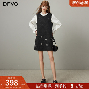 连衣裙打底衬衫 无袖 新款 dfvc减龄小个子背心裙两件套女2025年秋季