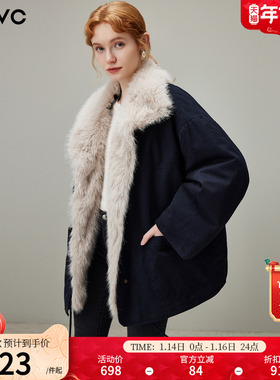 dfvc仿皮草毛领短款派克服女2025年冬季新款加厚保暖宽松夹克外套