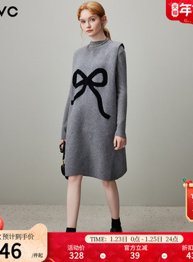 dfvc灰色针织背心裙高领打底衫女2025年冬季新款毛衣连衣裙两件套