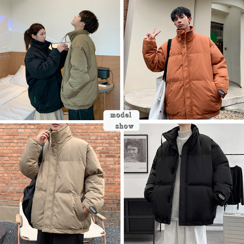 AUTUMN AND WINTER STAND-UP COLLAR PADDED JACKET MENS PILE PADDED JACKET CASUAL MENS BREAD CLOTHES COUPLE DOWN PADDED JACKET