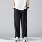 Летние шелковые быстросохнущие тонкие штаны для отдыха, оверсайз, свободный прямой крой, на шнурках